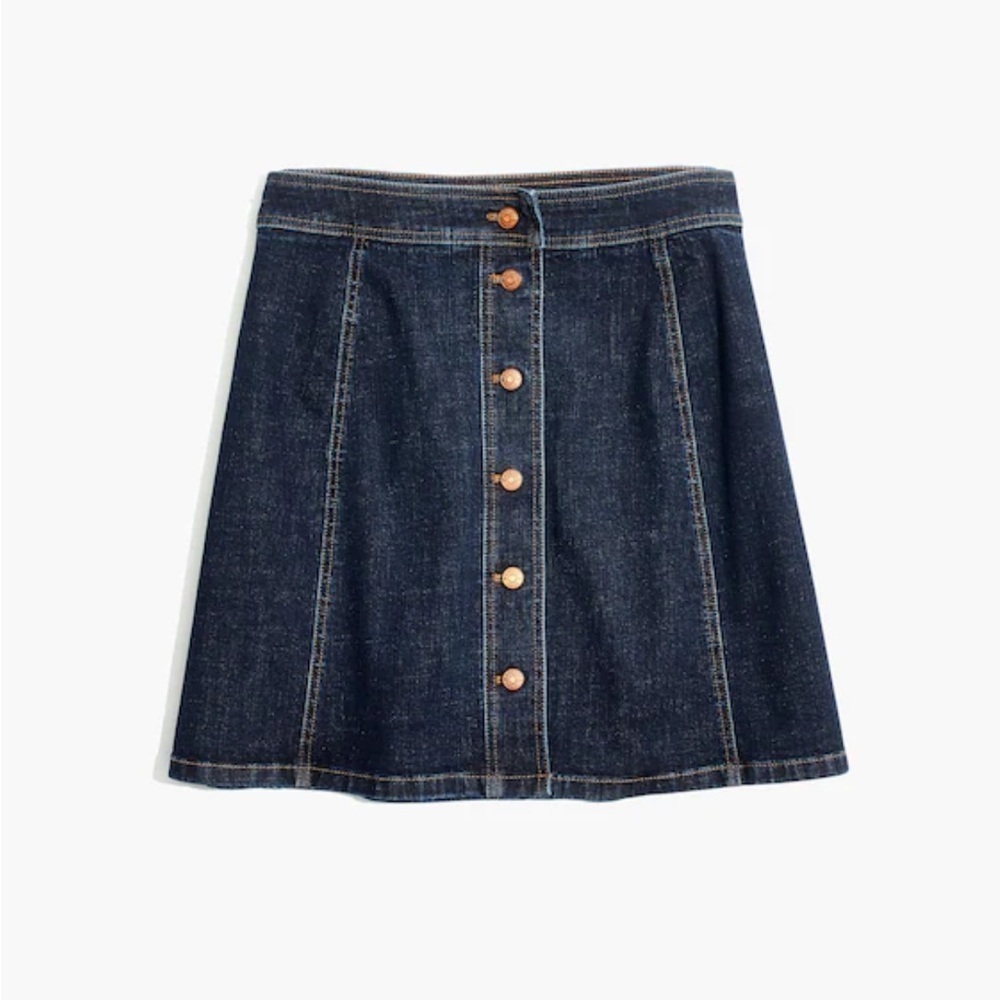 Madewell Stretch Denim A-Line Mini Skirt: Button-Front Edition Size 12